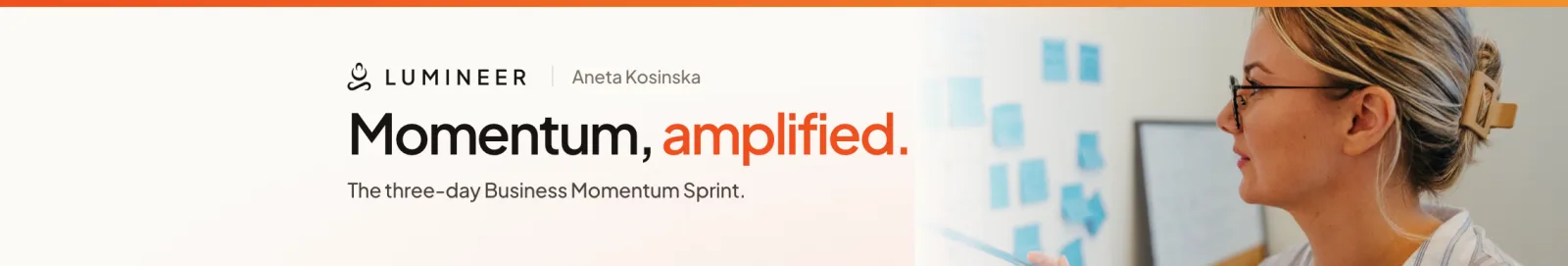The new company page cover, with the Business Momentum Sprint named