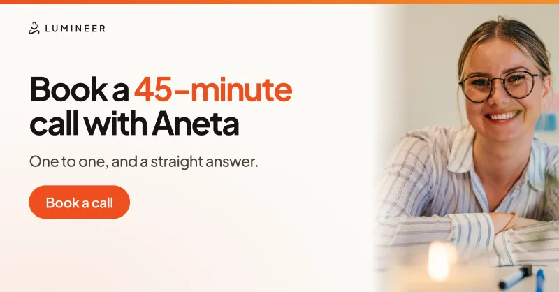 Featured card: Book a 45-minute call with Aneta