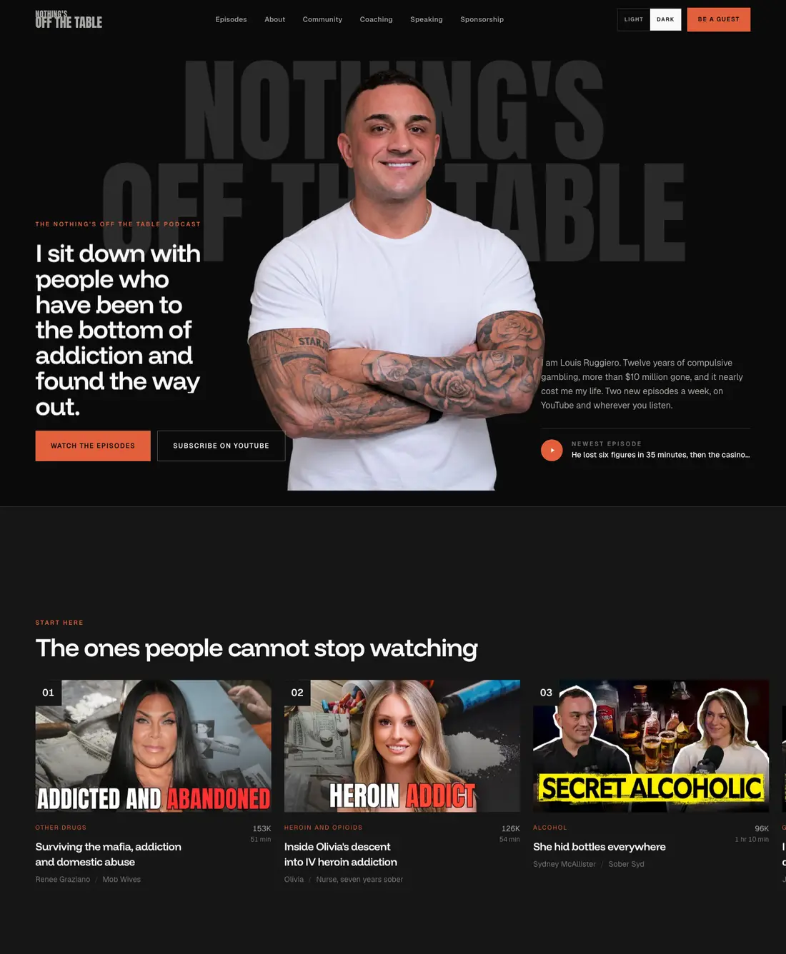 Nothing's Off The Table's new website, built by Storifex