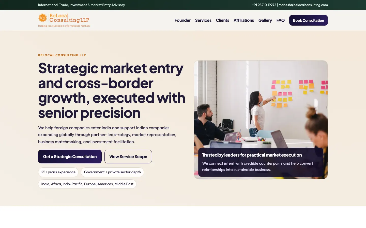 BeLocal Consulting's new website, built by Storifex