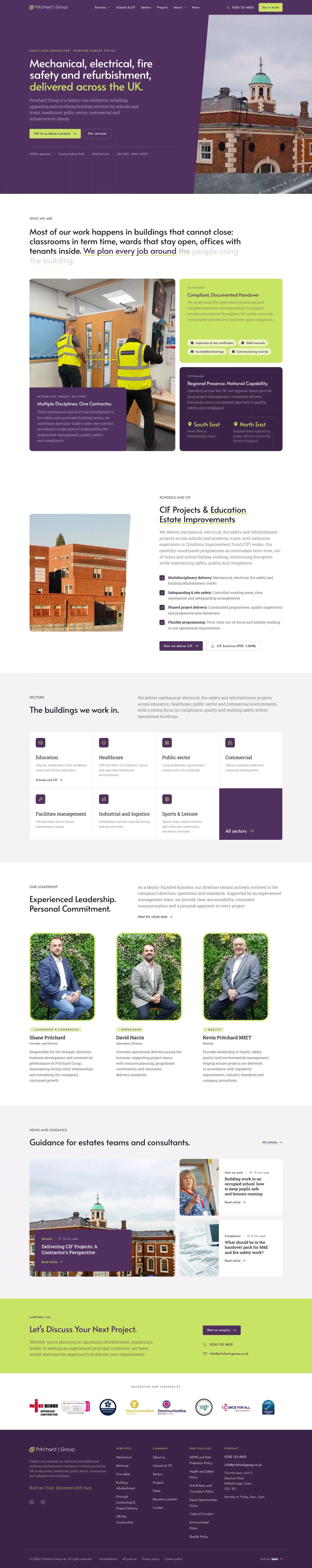 Pritchard Group's site, built by Storifex